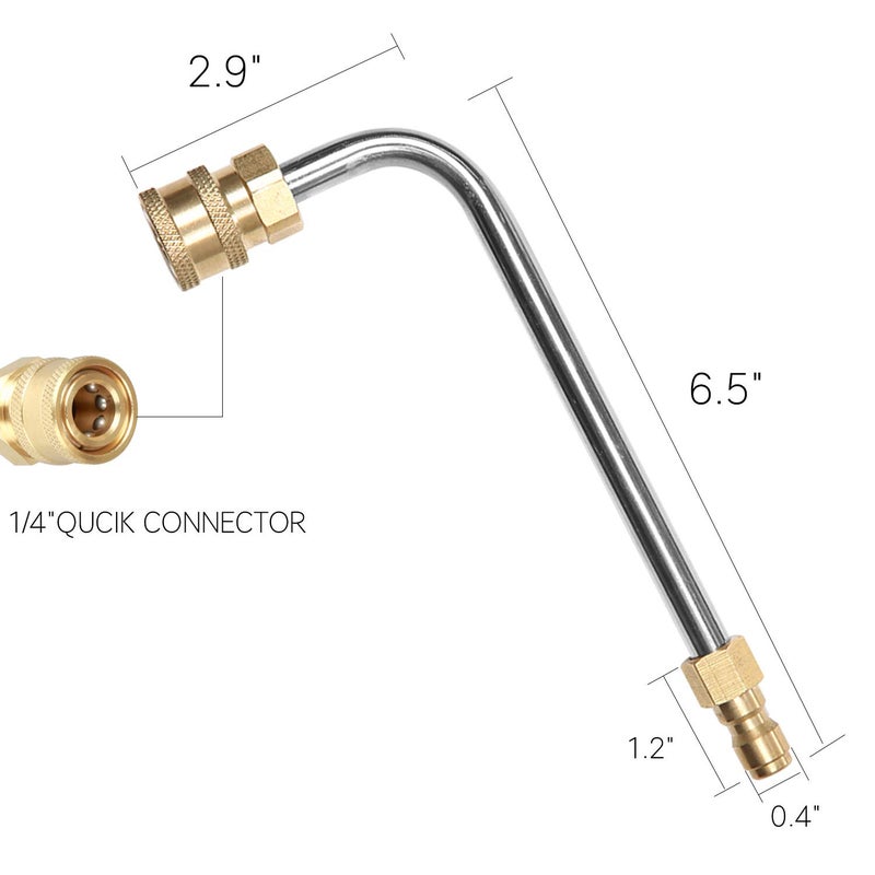 Sooprinse Washer Gutter Cleaner Attachment,Pressure Washer Gutter Rod for Lance/Wand 1/4 Inch Quick Connect,90 degrees curved rod (7 inch) - Image 3